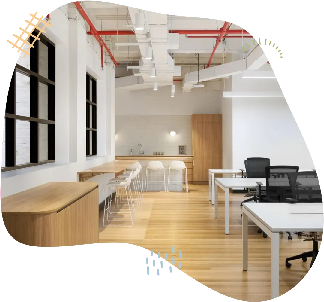 Newly installed commercial flooring in a Melbourne workplace fit-out, prepared and protected
